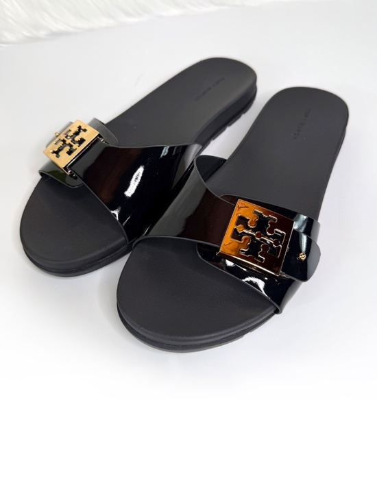 Tory Burch Shoes - Tory Burch Women's Mellow Buckle Slide Sandals - Black